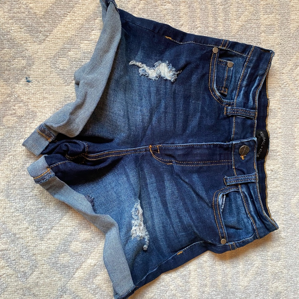 Kendall & Kylie Blue Jean Shorts Distressed Denim - Sz 3